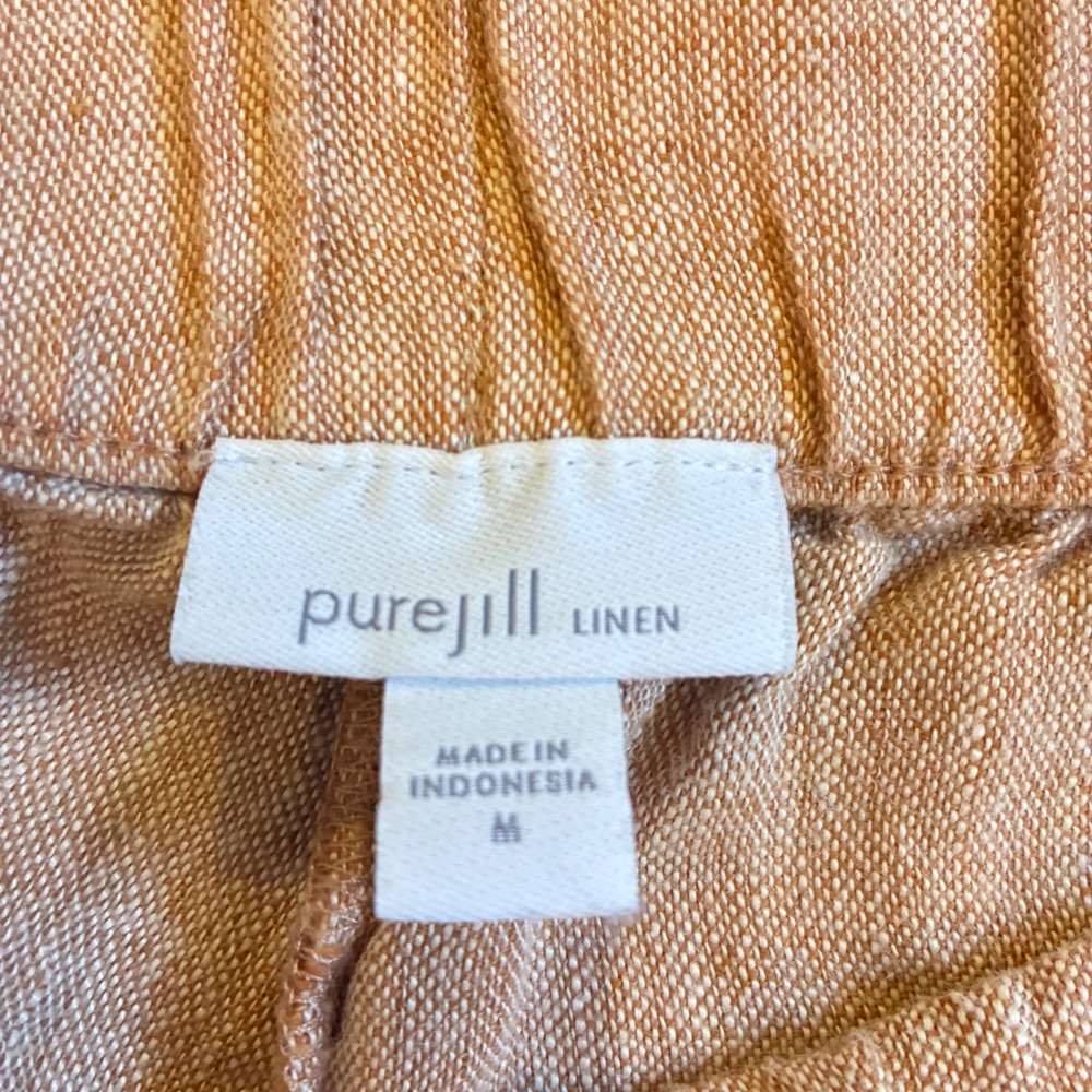 Eileen Fisher Linen Blend Drawstring Trousers in Blue, Pink, and Green - Picture 6 of 15